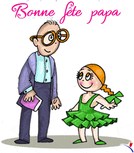 Gif animé bonne fête papa fille et fleurs